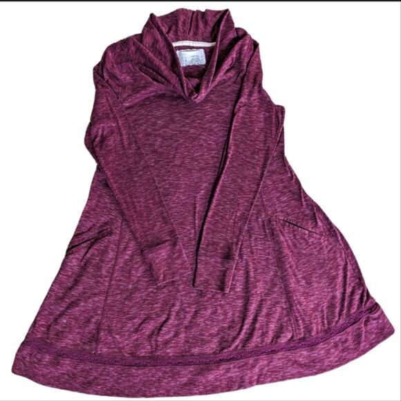 Anthropologie Saturday Sunday Purple Boho Cowl Neck Long Sleeve Lace Fall Dress - Picture 1 of 4